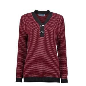 Karen Scott Women's XL Sweater Black & Red 100% Cotton Henley V-Neck NWOT